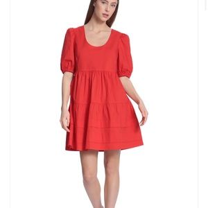 Donna Morgan Puff Sleeve Red Dress